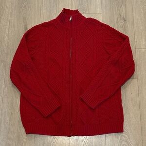 Plus Size Red Cable Knit Women’s Sweater